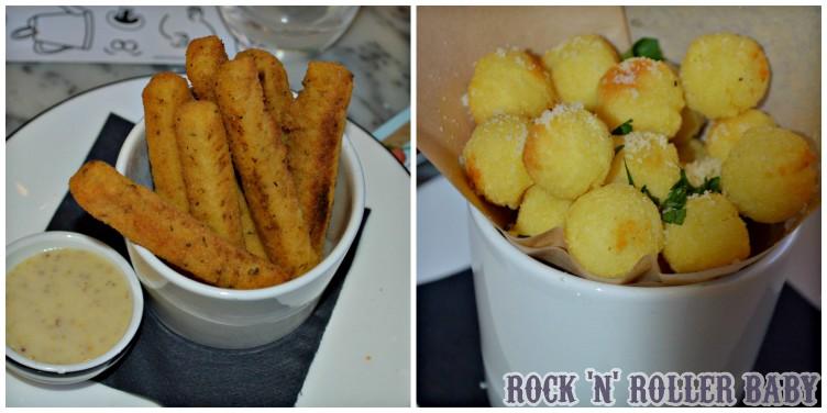 And these are our two staple sides, the two we never have a meal without even though, truth be told, it's being totally indulgent and piggy. Polenta Chips: Italian polenta chips with rosemary, oven-baked and finished with Gran Milano cheese, served with a honey & mustard dressing dip Potato Nocciola: Golden fluffy potato balls, baked in our ovens, finished with Gran Milano cheese and fresh parsley. We love these with a splash of truffle oil, if you do too, please